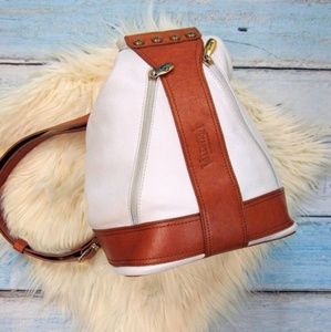 Valentina Handbag White and Camel Backpack